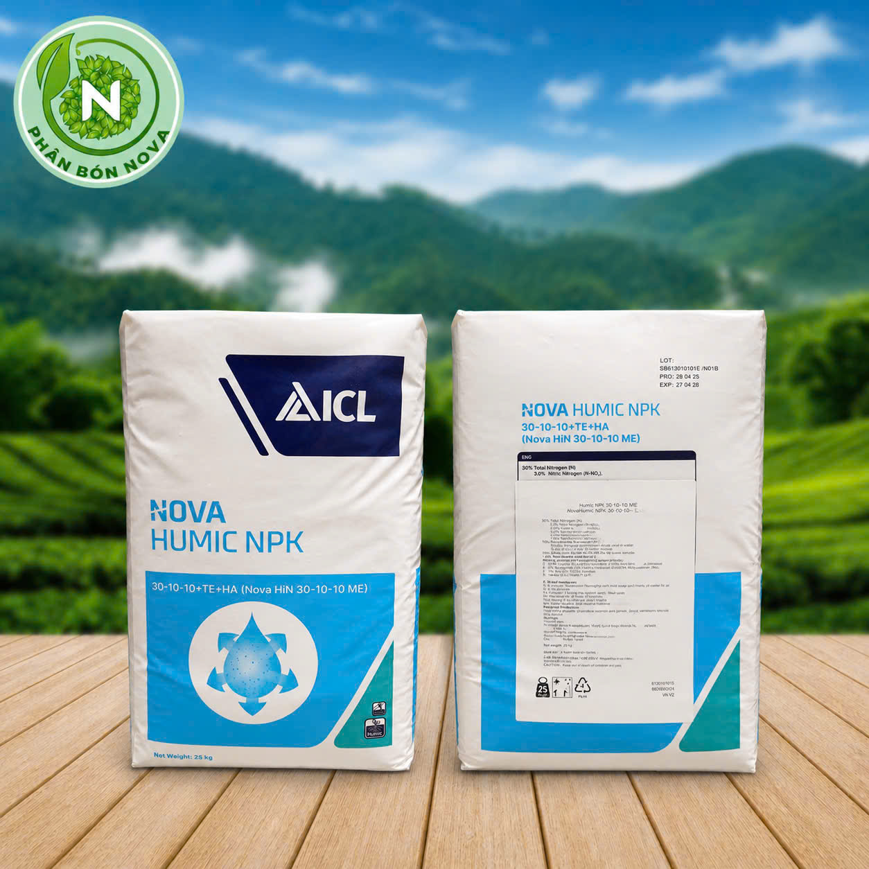 NPK 30-10-10 HUCIM Mặt Trước Sau NPK Humic 30-10-10